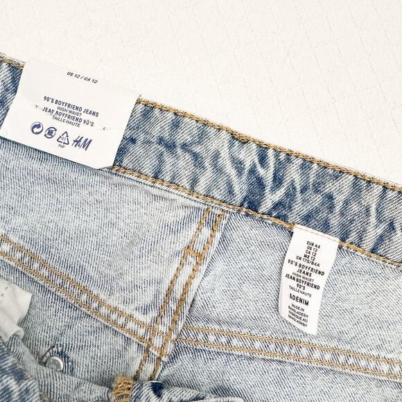 & Denim 90's Boyfriend Jeans High Waist Light Wash Denim Size 12 NWT - Picture 3 of 8